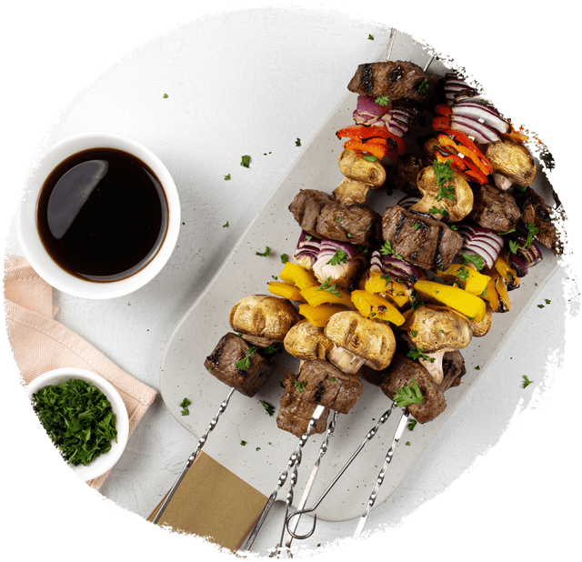 Marukan Yuzu Ponzu Grilled Steak and Vegetable Kebabs