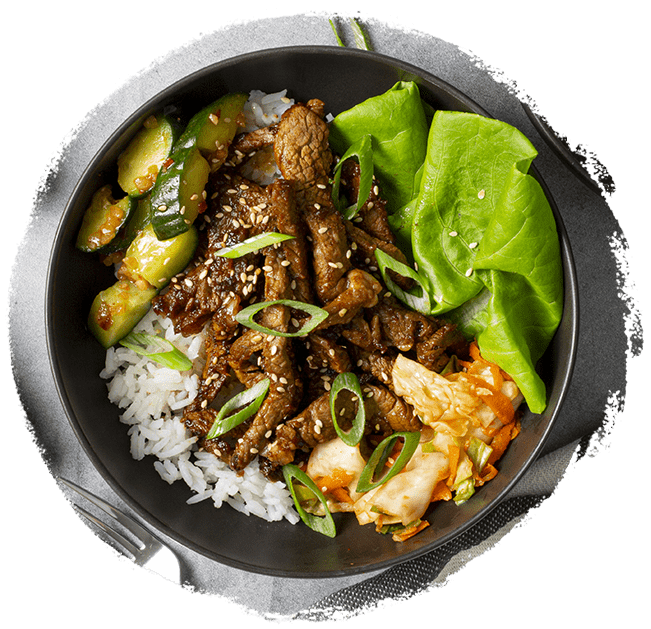 Marukan Ponzu Bulgogi Bowls and Cucumber Salad