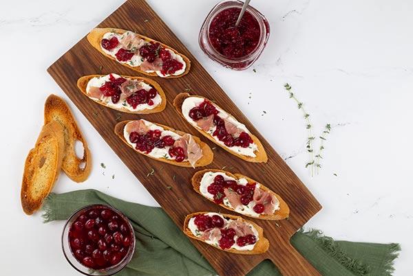 Marukan Cranberry Prosciutto Ricotta Crostini