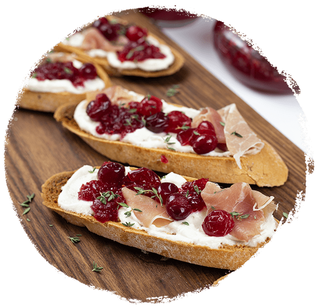 Marukan Cranberry Prosciutto Ricotta Crostini